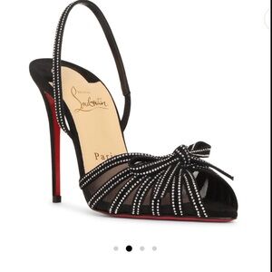 Christian Louboutin ARABODA 100 Black Strappy Bow Heels